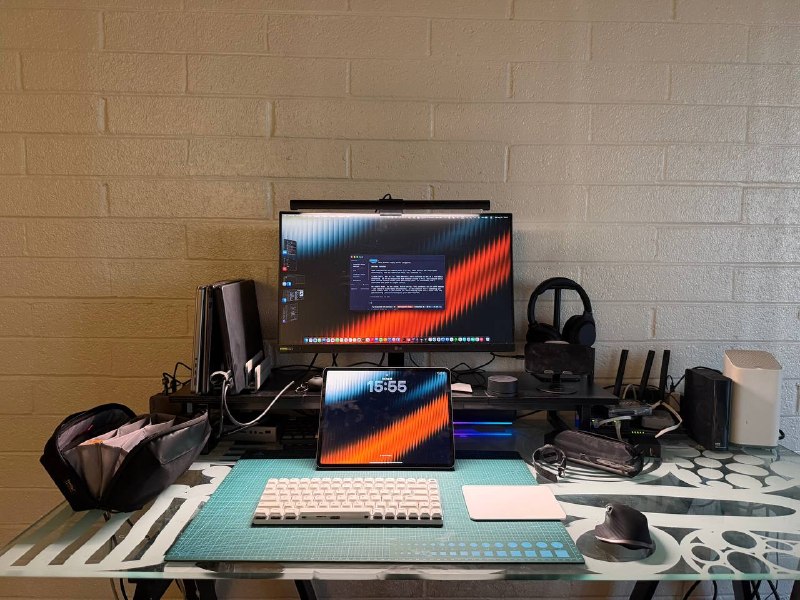 Not that messy after completely reorganizing my desk setup, but it still looks a little cluttered. The display riser is easily one of the best and most cost-effective purchases I’ve made in 2026 for my setup. It helps hide my speakers, dock, and extra keyboard, frees up a surprising amount of desk space, and saves my neck from constantly looking down at the screen. Definitely one of those small upgrades that makes a much bigger difference than you’d expect, practicality at cost of 20-30 bucks from Amazon. #life