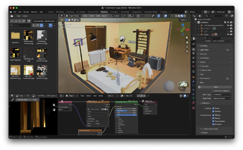 Witchcrafting my room in 3D isometrically via Blender with texture baking to showcase on my website via threeJS! #dev