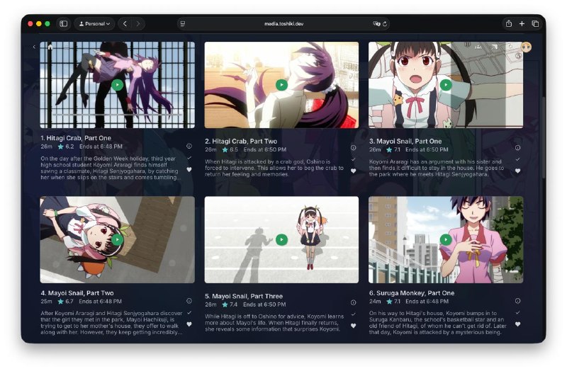 Finally finished organizing the entire Monogatari series in Jellyfin. Every season and episode manually updated (upgraded to a whole set of beautifu season posters). All metadata is now accurate for episodes including titles, descriptions, ratings, and it honestly satisfies my digital OCD so much.Now the only question remains, when am I actually going to watch it? I guess it is mainly for fullfilling my weird digital hoarding/collectomania kink. #lifeFinally finished organizing the entire Monogatari series in Jellyfin. Every season and episode manually updated (upgraded to a whole set of beautifu season posters). All metadata is now accurate for episodes including titles, descriptions, ratings, and it honestly satisfies my digital OCD so much.Now the only question remains, when am I actually going to watch it? I guess it is mainly for fullfilling my weird digital hoarding/collectomania kink. #life